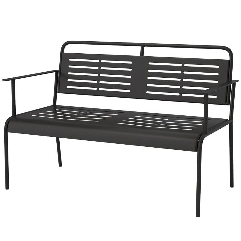 Robust trädgårdsbänk stål 121x64x84 cm