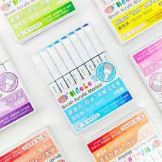8-delars set med akrylfärgpennor - Greppvänligt, tryckfri konstpensel, blandbara penselspetsar för studentmålning på papper, sten, glas, trä, tyg - Rö - Multifärgad (Rosa 8-pack,Gul 8-pack,Grön 8-pack,Röd 8-pack,-Blå 8-pack,Orange 8-pack,Lila 8-pack -)