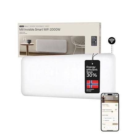 Mill Invisible Smart WiFi panelovn 2000 W til 24-28 m² - hvid