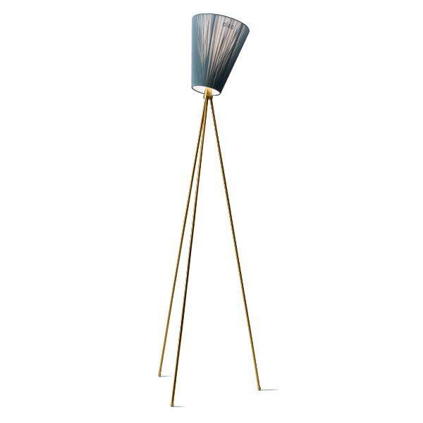 Oslo Wood Gulvlampe Guld Fod & Grøn Skærm