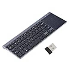 Touch Wireless Keyboard, Richer-R Slim 2,4 GHz Wireless Media Keyboard Keyboard with Touchpad, 1200 DPI Wireless Multimedia Touch Keyboard for PC/Notebook/TV Box Black