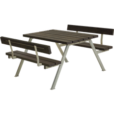 Plus alpha bordbænkesæt sort retex med 2 ryglæn 185x118x76/45cmm