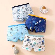 4 st/pack boxershorts med rymdskeppstryck för pojkar - Multifärgad (6Y,7Y,4Y,5Y)