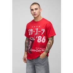 Mens Red Oversized Coca-Cola License Printed T-Shirt