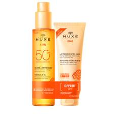 Sæt NuxeSol, anti-aging, solcreme, SPF 50, 150 ml + sol, solbeskyttelse, aftersun lotion, 100 ml
