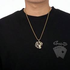 Personligt djur i rostfritt stål anpassat namnhalsband för män och kvinnor. Lejon, tiger, varg, örn anpassning till husdjurshänge. Ett premiumhalsband - Guld