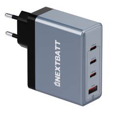 NEXTBATT 100W GaN Snabbladdare 3x USB-C/1x USB-A - Svart/Grå