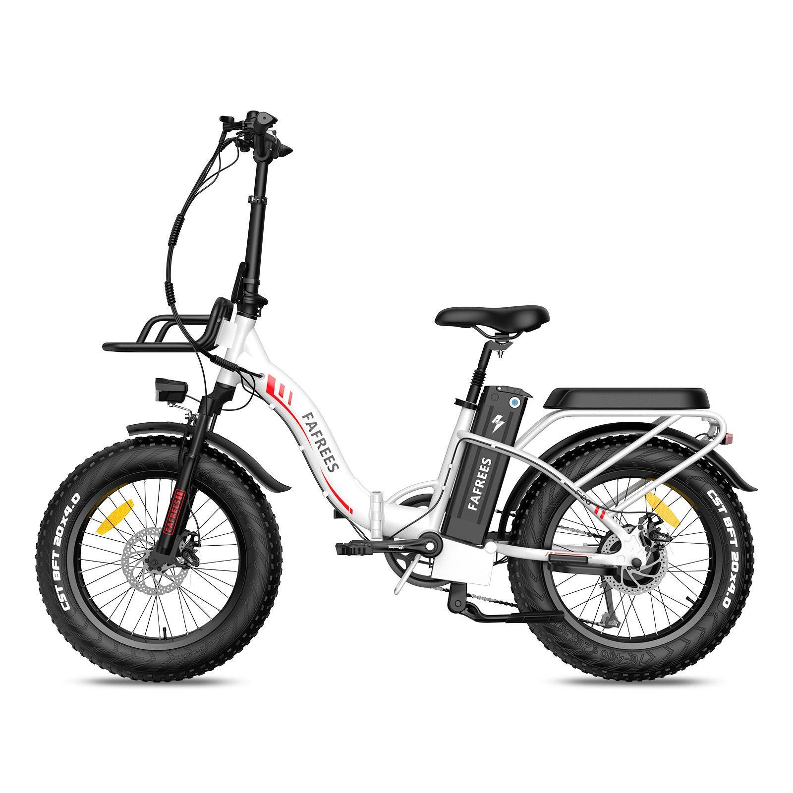 FAFREES F20 X-Max Elcykel 20 Fat Tire 500W Borstlös Motor 48V 15Ah Batteri Fram- & Bakre Skivbromsar Elektrisk Mountainbike vit