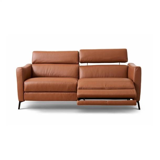 Natuzzi Edition C200 3 pers. sofa med el-recliner - L200 cm. - Le Mans læder Cognac
