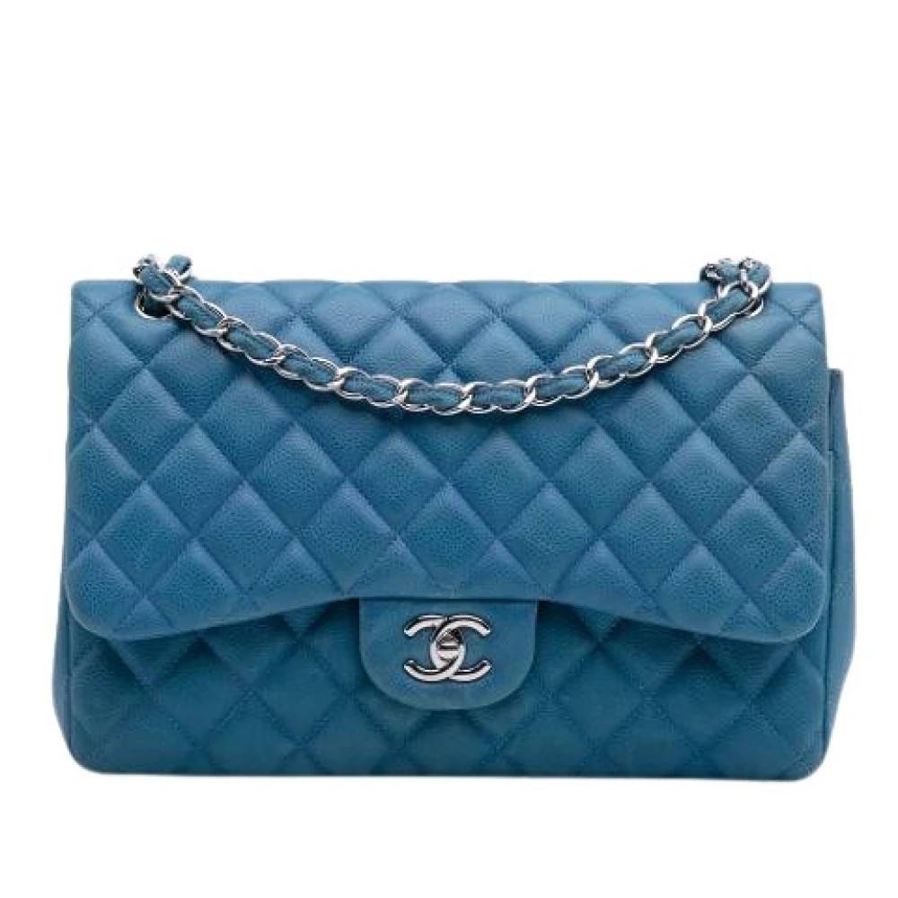 Chanel Vintage Pre-owned Vintage Double Flap Skuldertaske - Vintage - Dame - Blå - ONE SIZE - Uld