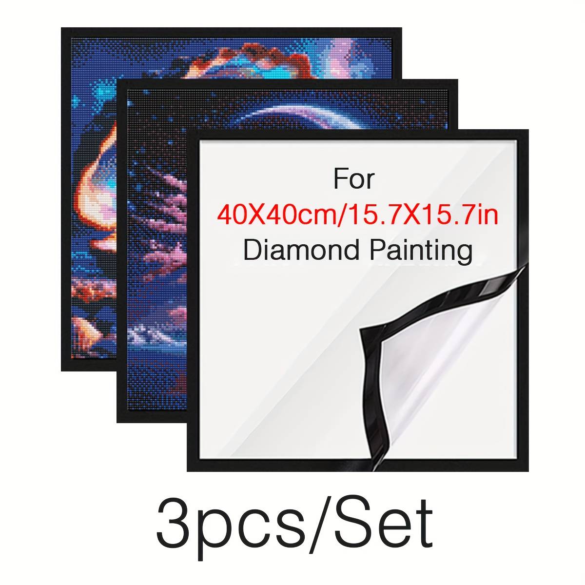 TEMU 3pcs Magnetic Diamond Painting Frames, Suitable For 15.7x15.7 Inches / 40x40 Cm Diamond Paintings, Turning Your Photos Into Stunning 5d Magnetic Diamond Painting Frames