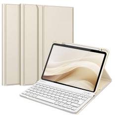 FINTIE Tastatur Hülle für iPad Air 11 Zoll M3/M2 (2025/2024), iPad Air 5/4 Generation 10.9"(2022/2020), TPU Rückschale Schutzhülle mit Stifthalter, magnetisch Abnehmbarer QWERTZ Keyboard, Starlight
