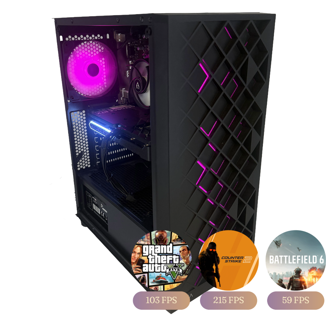 Gaming Desktop – RTX 4060 8GB / AMD Ryzen 5 5500 / 16GB DDR4 / 1TB NVMe - Svart