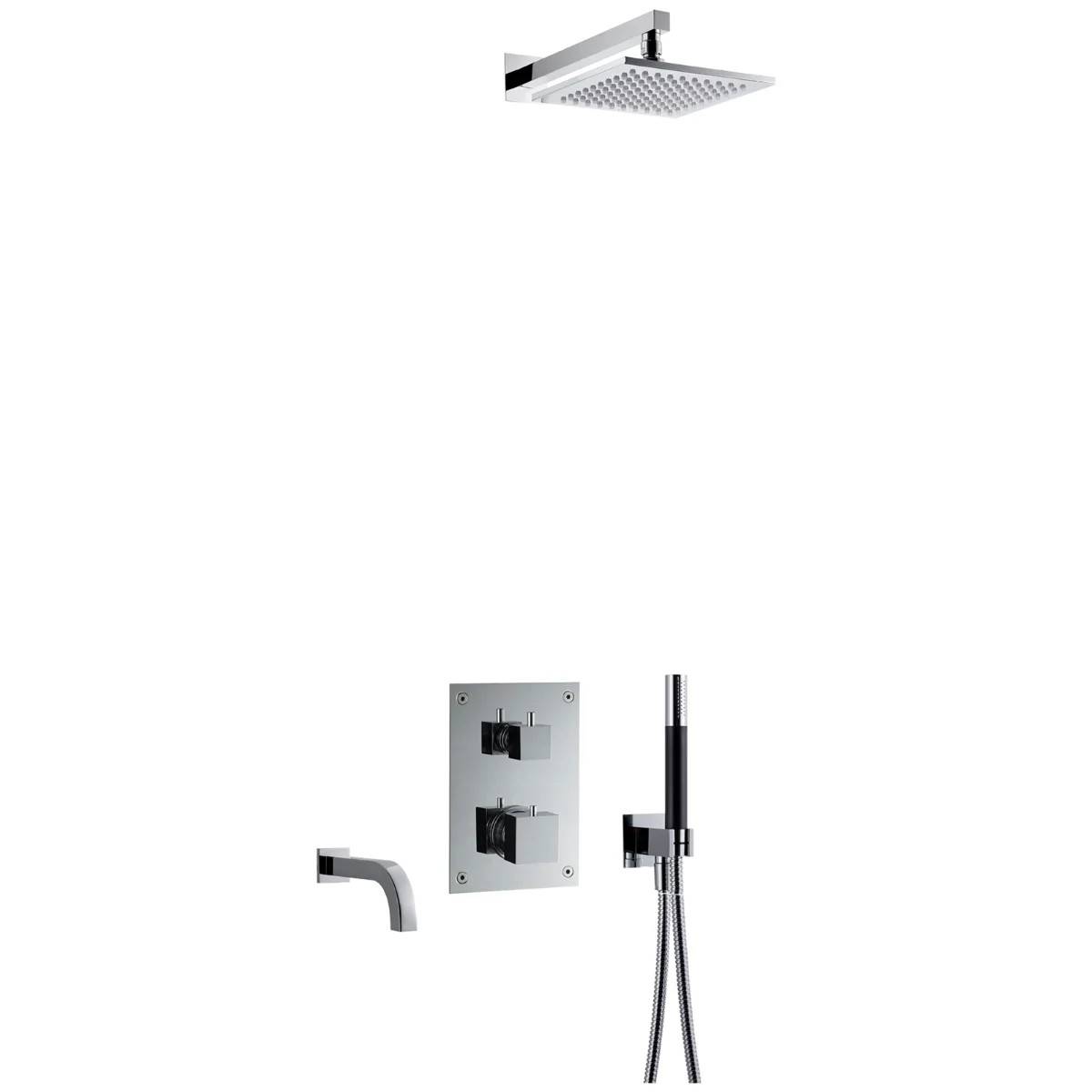 Takduschset Tapwell BOX8368 SQUARE Ed2 för Inbyggnad Krom