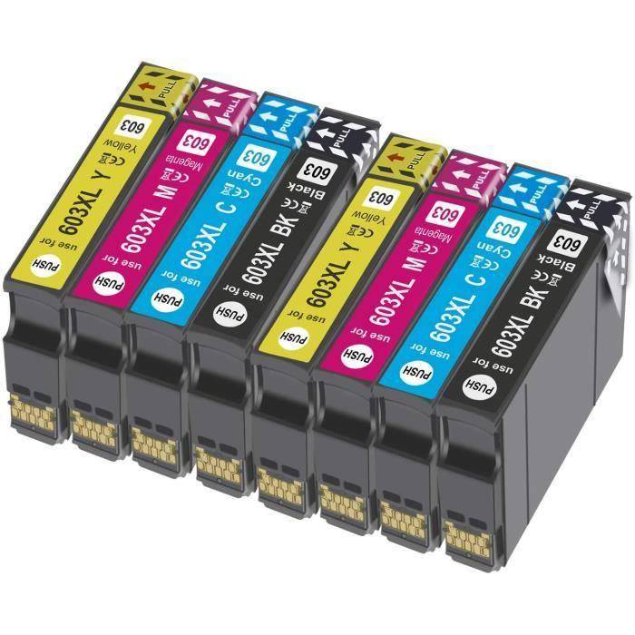Bläckpatroner - EPSON - 603XL - Kompatibel - Förpackning med 8 - Senaste uppdaterade chip