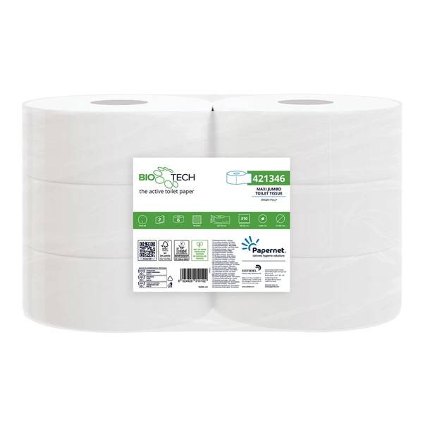 Papernet Midi Jumbo rulle bionedbrytbar 247Meter vit 2 lager lyx