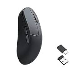 Keychron M3 Mini Wireless Gaming Optical Mus, Tri-Mode 2.4 GHz/Bluetooth 5.1/Wired, 26000 DPI LED RGB-bakgrundsbelysning,Lätt programmerbar Makroknapp För Windows/Mac (Svart)