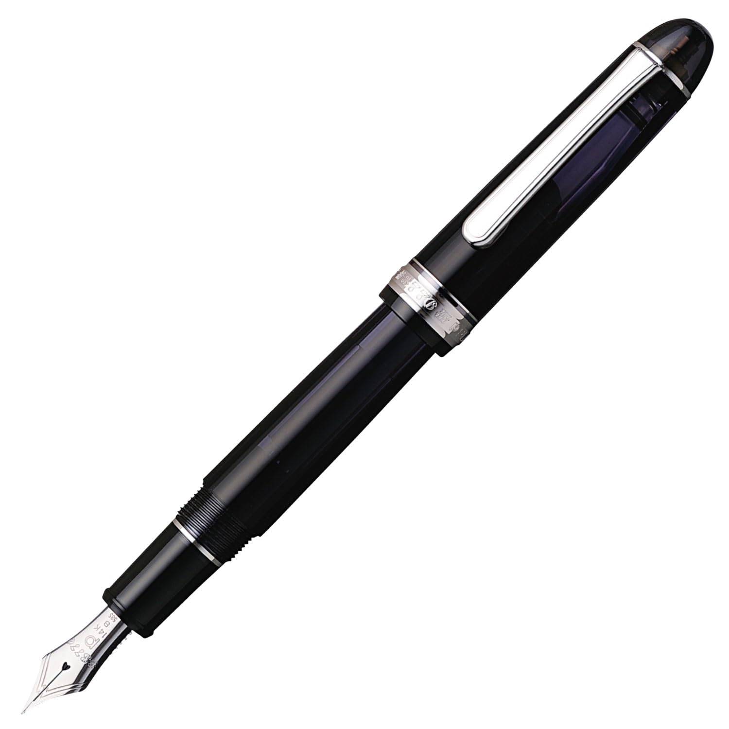 Platinum Fountain F Fine 3776 Rhodium Black Officially Imported Pen, Nib, Century, Finish, Diamond, PNB-18000CR, 7-2mm,