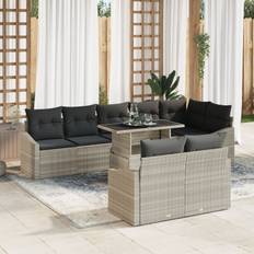 vidaXL 9 delers havesofa sæt med puder lys grå poly rattan