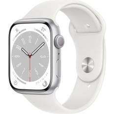 Apple Watch Series 8 Aluminium 45 mm (2022) | GPS | silver | Sportband vit M/L