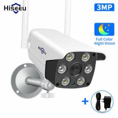 Hiseeu 3MP Wifi Videobevakning CCTV-kameror Utomhus Säkerhet IP66 Wifi IP-kameror för parkering trapphus entré