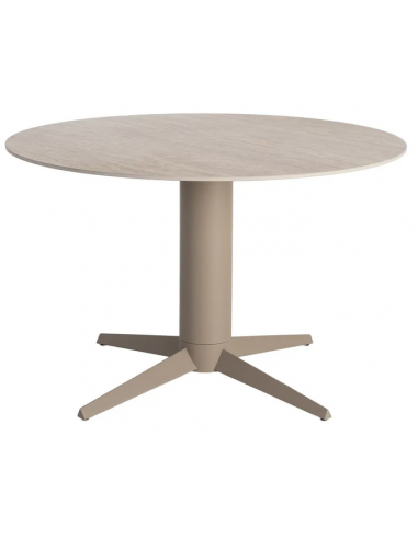 Rundt spisebord i metal og keramisk sten Ø120 cm - Beige/Travertin