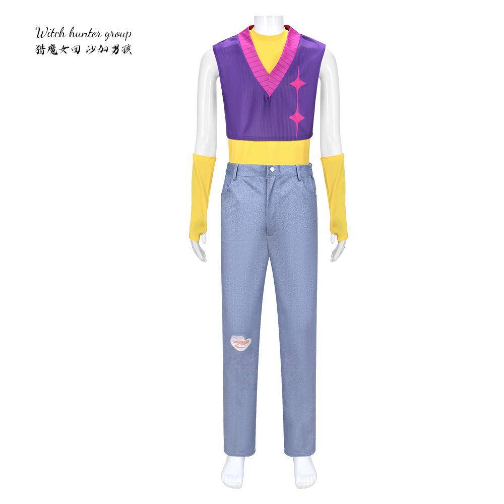 Kpop Demon Hunters Saja Pojkgrupp Jinu Mystery Cosplay Kostym Idol Rosa Väst Topp Byxor Outfit Halloween Kostym För Vuxen cm yellow