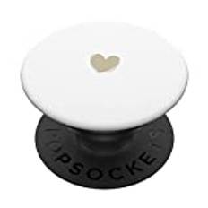 PopSockets Pop Grip:Beige Weiß Minimalistisch Herz PopSockets mit austauschbarem PopGrip