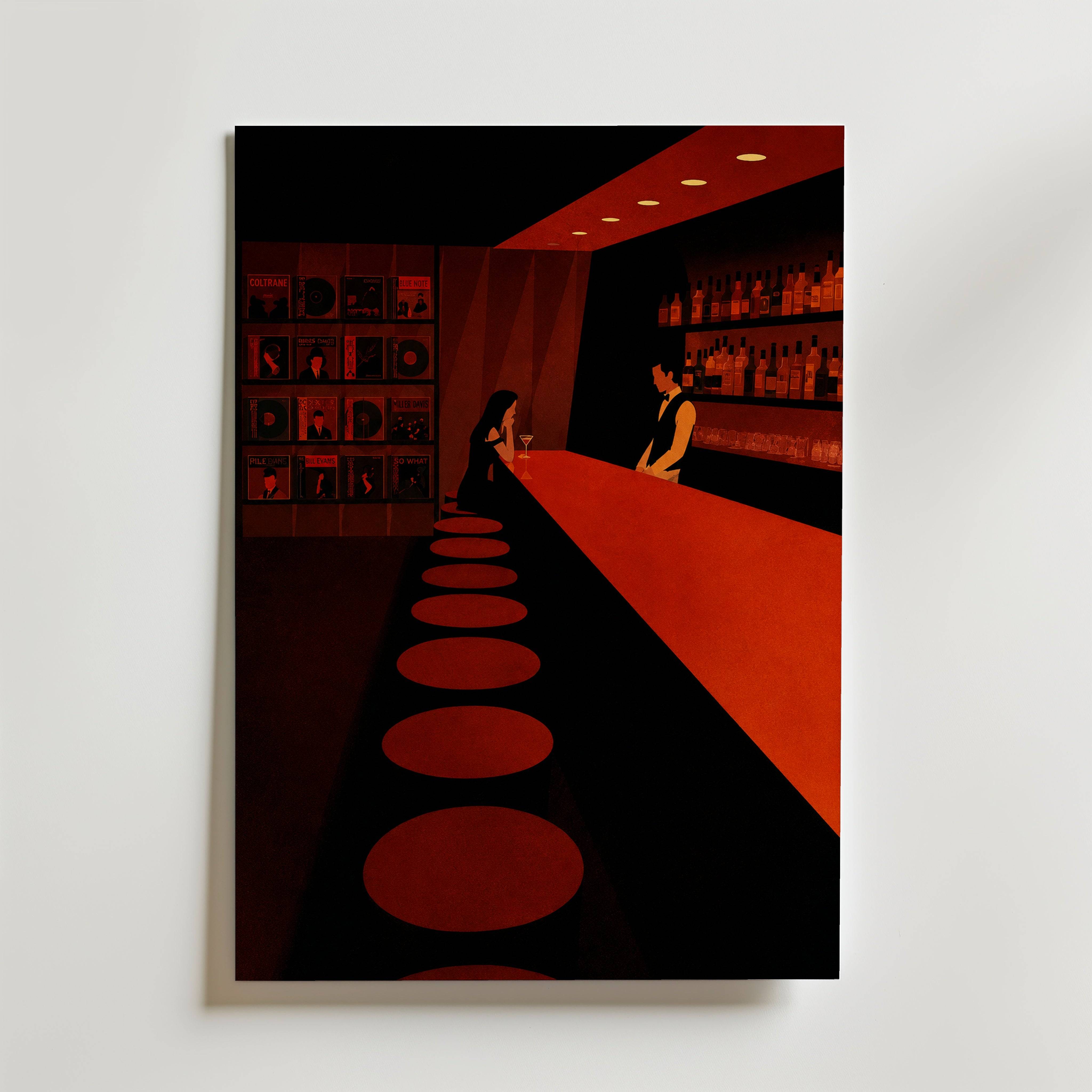 Alone at the Bar Poster - Fine Art Poster 50x70 cm Utan passepartout