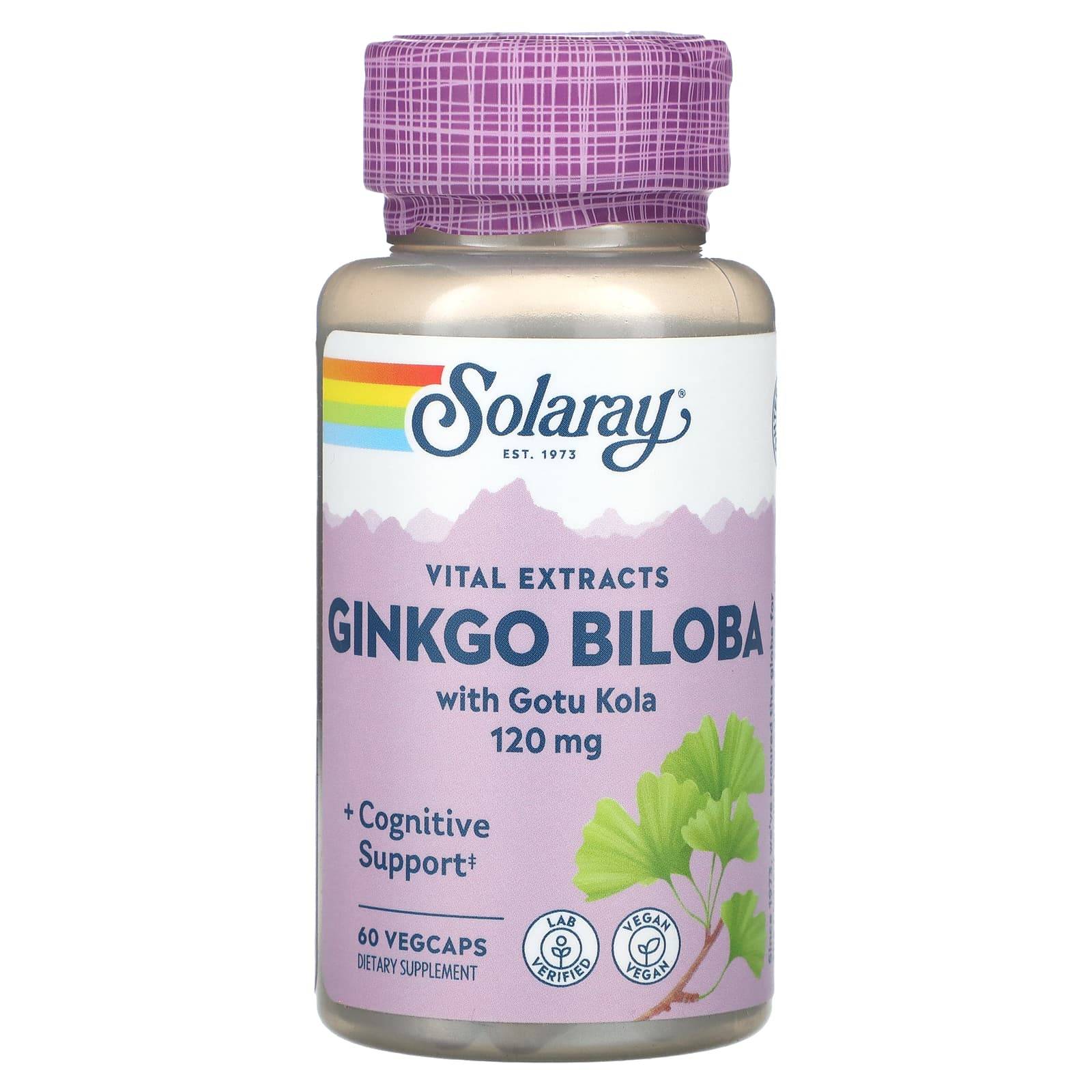 Solaray, Vital Extract, Ginkgo Biloba med Gotu Kola, 120 mg, 60 vegetabiliska kapslar