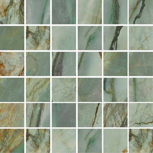 Mosaik Rainforest Green Polerad 5x5