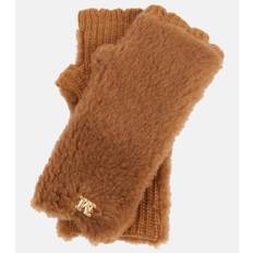 Max Mara Manny fingerless teddy gloves - brown - One Size