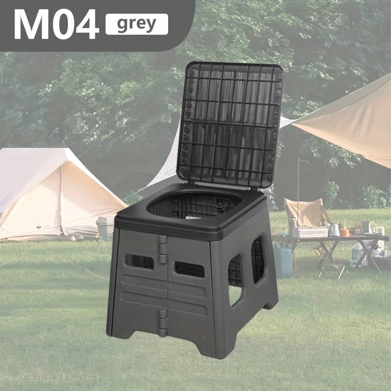 TEMU Portable Folding Emergency Toilet With Lid - Ideal For Camping, Hiking & Car Travel | Durable Abs Material, Portable Toilet For Camping