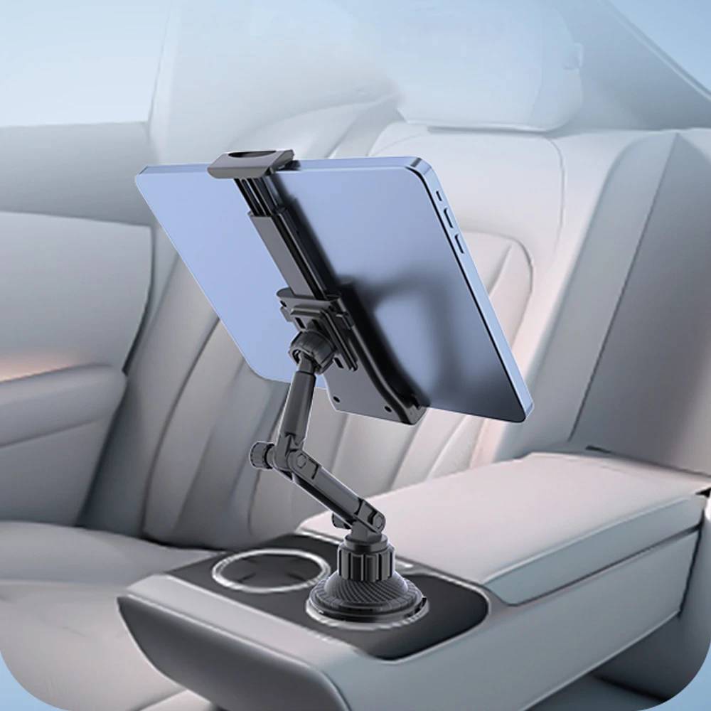 Car Tablet Stand Cup Slot 360 Adjustable Smartphone Holder 270 Tilt Bar Triangular Base Ram Mount SUV Tools for Ipad Pro 11 Air