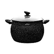 HOMELUX 28 cm kastrull gryta induktionshäll med glaslock, non-stick-beläggning, 12,5 l soppgrytor av aluminium för alla typer av spisar ( -C28)