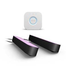 Philips Hue Play Light Bar svart 2-pack och Hue Bridge, med strömkontakt: LED-modul, Philips Hue White and Color, Zigbee, Hue Sync, trådlös, kompatibel med Amazon Alexa, Google Home Assistant och Siri