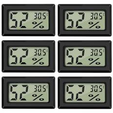 Digital temperatur- og fugtighedsmåler Termometer Mini Digital Termometer Hygrometer og Fugtighedsmåler Sort (6-pak - Kvadratisk)