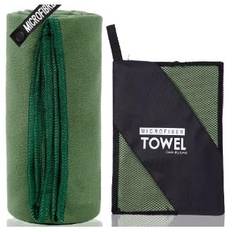Pfloge® Mikrofiberhandduk set om 3, 180 x 80 cm mikrofiberhanddukar stor 2 stycken 80 x 40 cm liten fitnesshandduk, färgbeständig mikrofiber badhandduk, för fitness, bastu, strand, resor (mörkgrön)