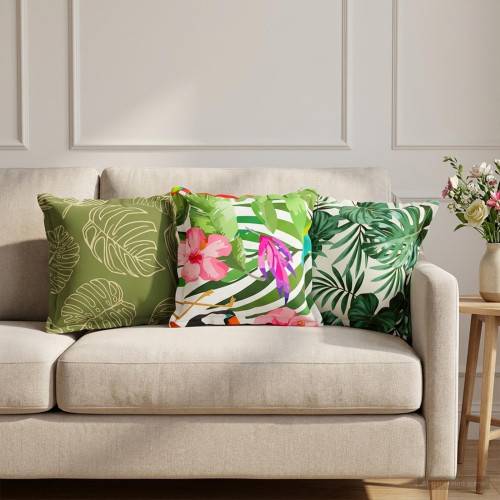 Kudde Löv med kudde HOUTEN 2 st Bladdesign Polyester