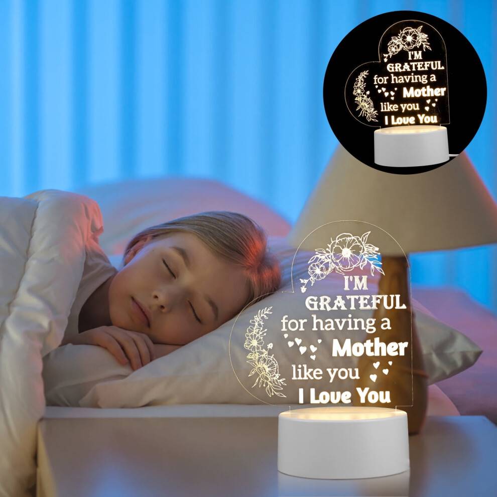 LED hjärtformad akryl nattlampa för mamma mors dag dekorativ sänglampa