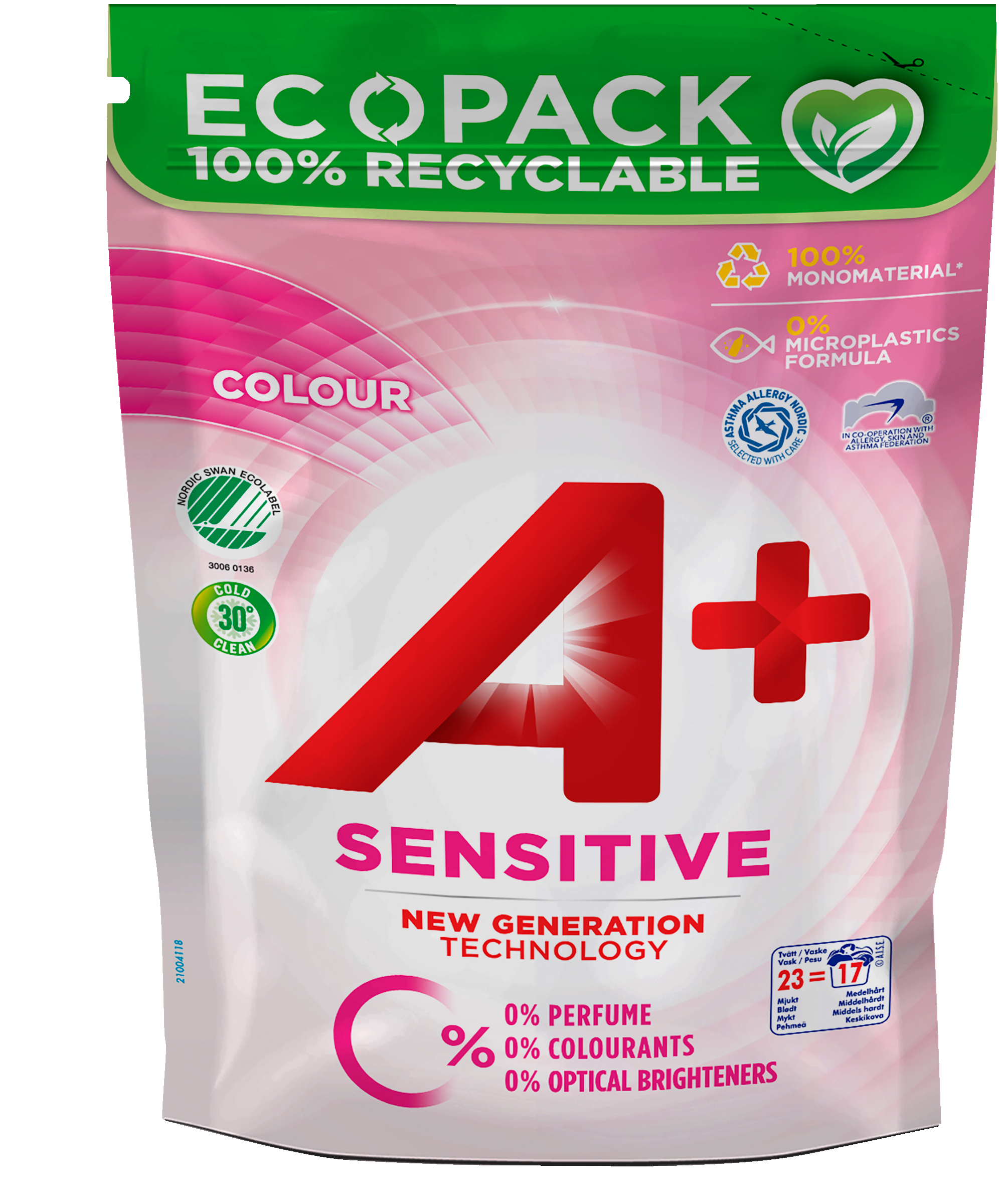 A+ Sensitive Color Flytande Tvättmedel Refill 920ml