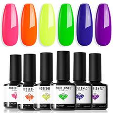 modelones Neon Gel Nail Polish - Summer 6 Colors LGBT Gel Polish Set Hot Pink Orange Bright Nail Polish Yellow Green Purple LED Gel Nail Kit Popular Nail Art DIY Manicure Gifts DIY Salon