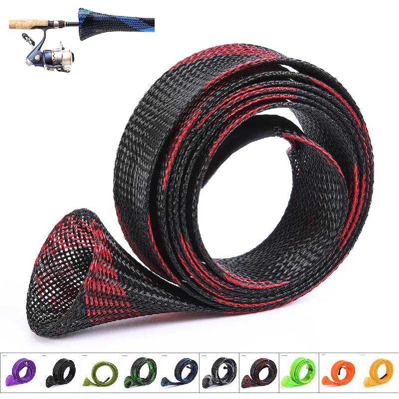 TEMU Reusable Braided Mesh Fishing Rod Sleeve Cover Protector - 67in/170cm X 1.4in, Options, Telescopic Rod Protector Bag For Hunting & Fishing Accessories