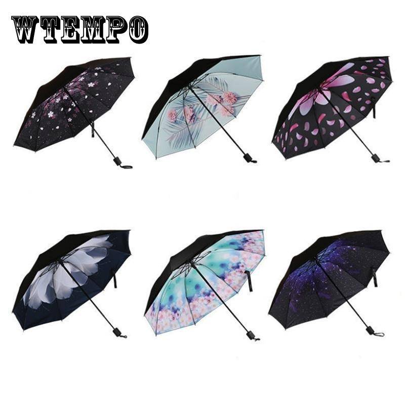 Sun Paraply Broken Flower Solskyddsmedel Stort hopfällbart paraply Portabelt paraply Regn eller skin 26cm