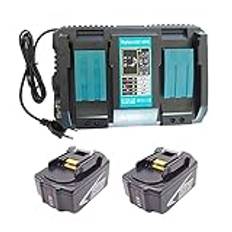 18 V 5,0 Ah ersättning Makita-batteri BL1850 med laddare 2XBL1850B&4A Ladegeräte