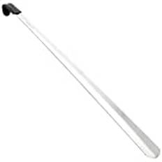 80 cm (1.8 mm tjock stålplatta) skohorn i metall, extra lång och mycket stabil, skohorn med läderband, perfekt för män, kvinnor, seniorer