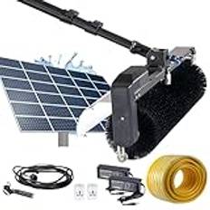 Rengöringsrulleborste för Solpaneler, Justerbar Fönsterputsborste och Stolpe, Automatisk Solpanelsborste, Rullande Rengöringsborste, TVättborste med Strömomvandlare, 100-240V Spänning,3.5M/11Ft