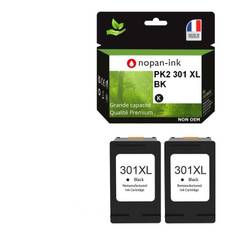 301XL fabriqué en France, 2 Cartouche d'encre reconditionnée pour HP 301 XL Noir CH563EE/CH561EE compatible Envy 4500 4507 5530,Des