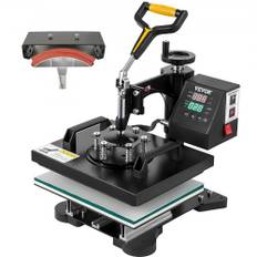 VEVOR Heat Press Machine, 10x12inch / 25x30cm, 2IN1 Clamshell Sublimation Transfer Printer med Teflonbelagd, Digital Precis Heat Control, Powerpress för T-Shirt Hat Cap