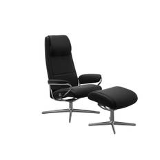 Stressless® Paris lænestol - sort paloma læder (inkl. skammel, Cross chrome stel, Høj ryg)